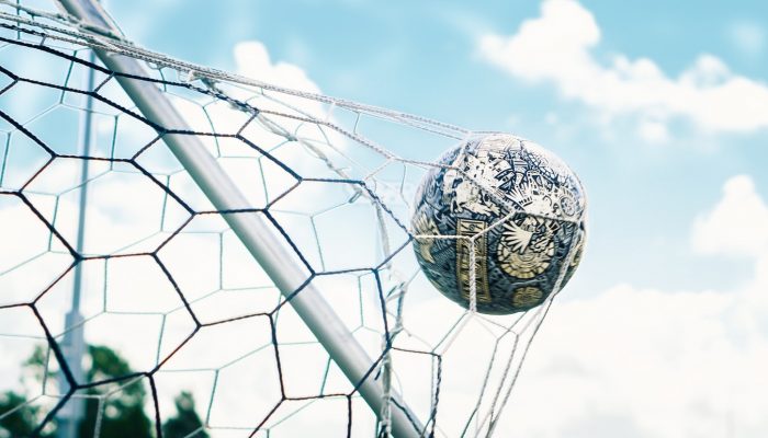 pallone da calcio in rete