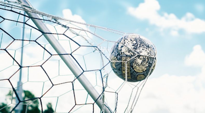 Goal: Palla da calcio dentro la rete